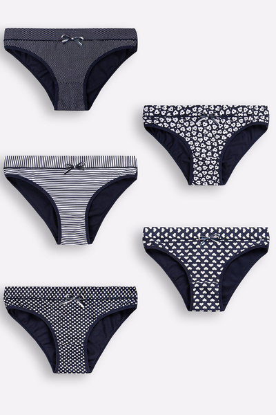 Happy Fox Pachet de 5 albastru bleumarin - Chiloți pentru femei din bumbac și lycra