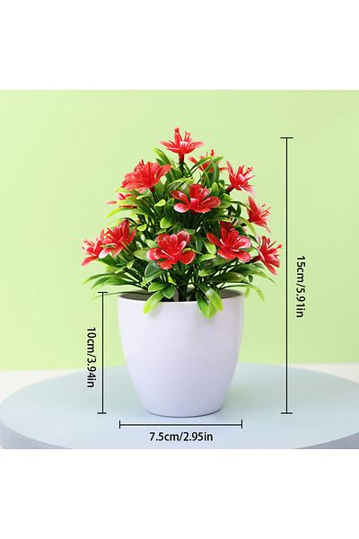 Choice 1pc Red 1pc Artificial Flowers Five Leaf Plum Small Potted Plants Can Be Placed Indoors And Outdoors
