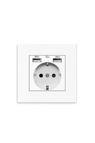 Choice White (WITH USB) Eu Wall Power Socket,5v 2.1a Electrical Outlet,86mm*86mm 16a Dual Usb Port Ios Andr