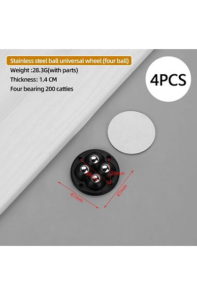 Choice Steel Ball 4pcs 4pcs Non Punching Adhesive Furniture Ball Universal Pulley Household Mobile Base Acc