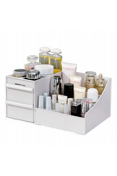 Choice White Makeup Organizer For Vanity Bathroom Desktop Cosmetics Storage Box With Drawers For Lipstick,
