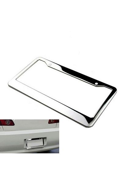 Choice 1pc Stainless Universal American License Plate Frame Steel Silver Metal Car License Plate Frame L...