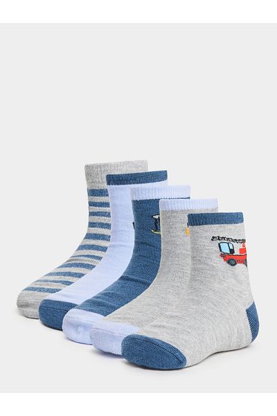 Styli Set of 5 - Cartoon Car Printed Socks