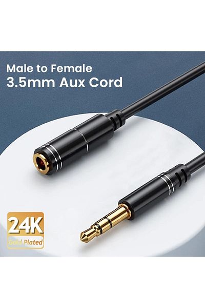 NIERBO 1m(3.3FT) 3.5mm Extension Cable Headphone Extension Cable Gold Plated Aux Cable Audio Stereo