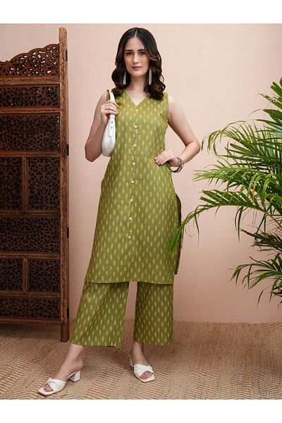 Vishudh By Styli All Over Print Cotton Kurta & Palazzo Set