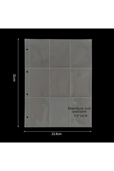 Choice 9grids 10pcs/set A4 Clear Photo Album Refill Pages File Protector 4 Hole 4 Ring Binder Photocards Po