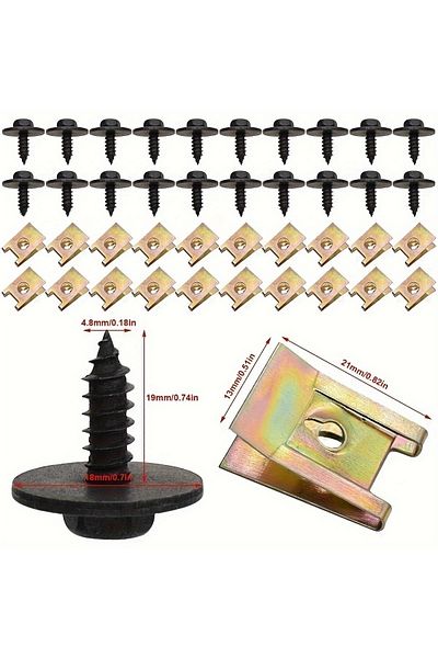 Choice Gold 40pcs Car Screw Base U Clip Car Modification Fastener Metal Fender Bumper Protection Clip Inter