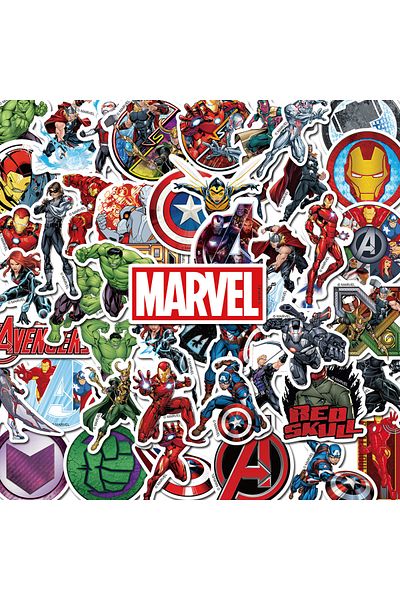 Choice 50pcs 50pcs Disney Marvel Stickers Anime Figure Iron Man Steve Rogers Sticker Guitar Laptop Luggage