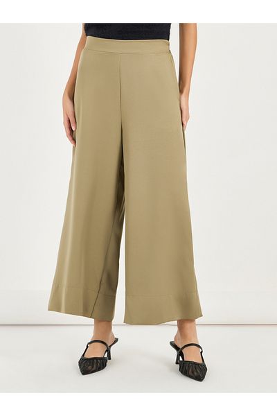 Styli Wide Leg Culotte Pants with Elastic Waistband