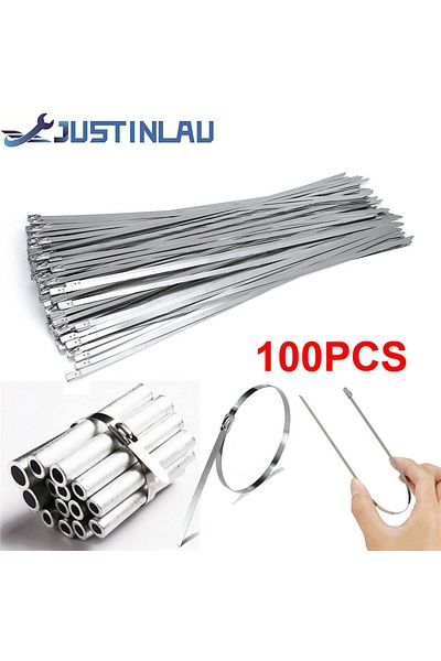 Choice 100Pcs 304#Stainless Steel Cable Ties 4.6mm Heavy Duty Self-Locking Cable Zip Tie Multi-Purpose M...