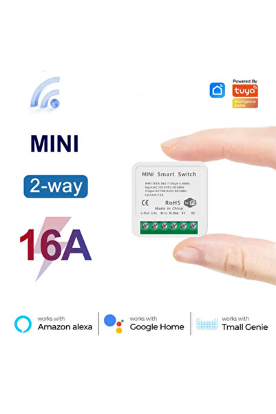 Choice مفتاح واي فاي Tuya Mini 16A أبيض مع تطبيق Smart Life للتحكم في اتجاهين ووحدة أتمتة المنزل الذكي