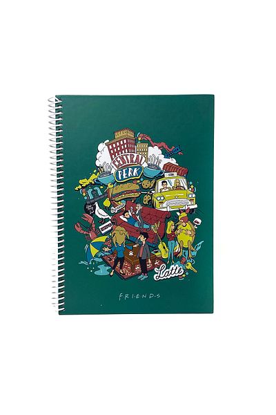 Space License Friends 30Th Year Green Spiral Hard Cover Checked Notebook