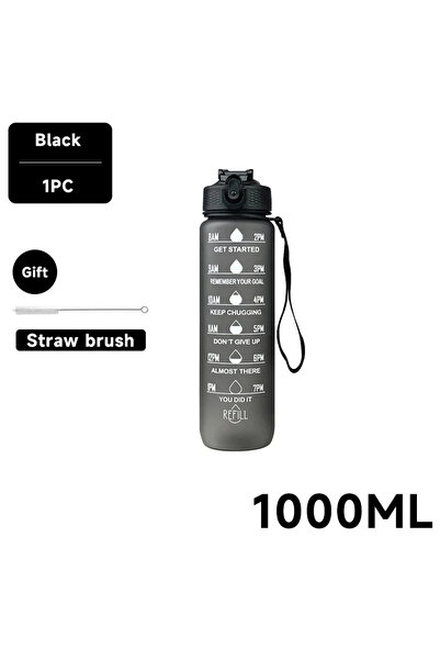 Choice كما هو موضح باللون الأسود - زجاجة مياه رياضية تحفيزية سعة 750/1000 مل،...