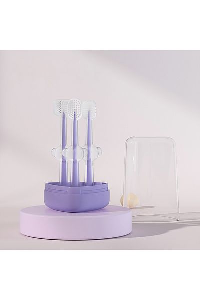 Choice Purple 3pcs/set Pet Toothbrush Purple Cat Silica Gel Brush Clear Up Bad Breath Tartar Teeth Care Dog