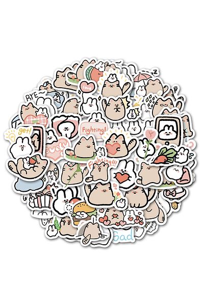 Choice 60pcs 60pcs Cute Cat&rabbit Kawaii Stickers Vintage For Diy Kids Notebook Luggage Motorcycle Laptop