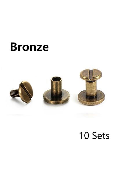 Choice 8mm Bronze 10sets 5/6.5/8mm Copper Binding Chicago Screws Nail Stud Rivets For Album Leather Craft S