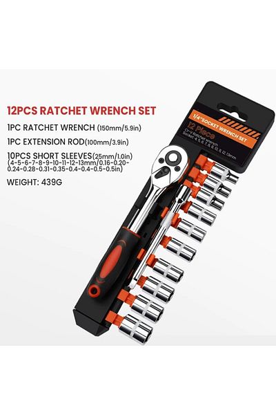Choice Set Wrench Socket Wrench, 12 Piece Set Of Multifunctional Tools, Ratchet Quick Maintenance Car Set,