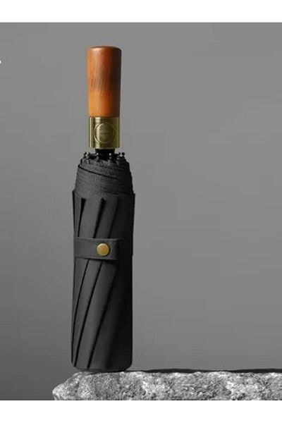 Choice 10 Bone Log Handle Automatic Rain Umbrella, Vintage Style Foldable UV Protection, For Men And Wom...
