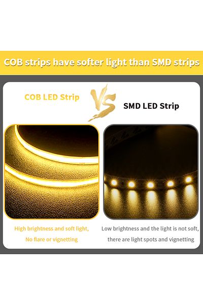 Aamasun Linear Dimmable 24V 12V COB LED Strip Lights 8mm 320LEDs/M Flexible LED Tape Ribbon for Room Deco...