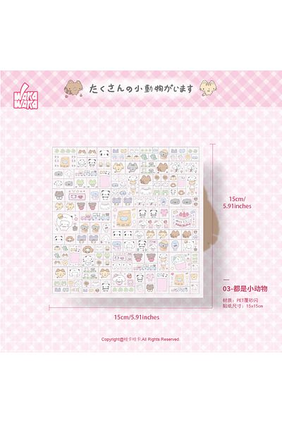 Choice 03 Cute Animal Decorative Stickers Kawaii Square Stickers For Scrapbook Stationery Diy Arts Crafts A
