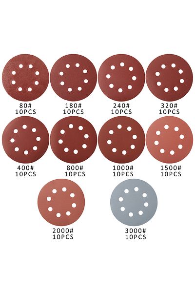 Choice 100PCS 80-3000 100Pcs 125mm Sandpaper Round Shape Sanding Discs Hook Loop Sanding Paper Buffing Shee