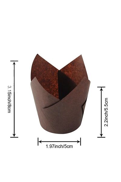 Choice 50pcs Brown 50pcs Tulip Cake Paper Cup Flame Cup Baking Household Cake Cup Bread Oil Paper Disposabl
