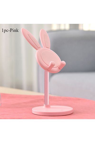 Choice 1pc-Pink The cute Rabbit mobile phone stand desktop can lift and adjust the desktop phone accessorie