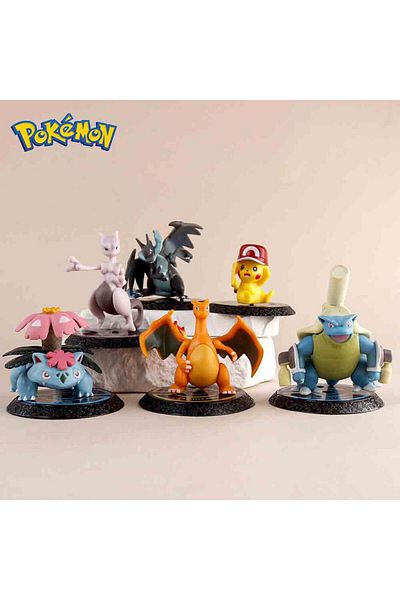 Choice Pokemon 6 Pcs/Set Anime Figure Pikachu 6-7cm Figure Charizard Blastoise Squirtle Bulbasaur Action...