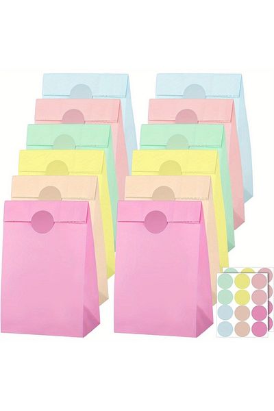 Choice 24x13x8cm C-multicolor-12pcs 12pcs Macaron Color Gift Bags Candy Paper Bags, Snack Sweet Craft Bags