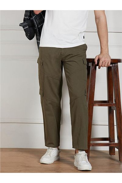 Dennis Lingo By Styli Cotton Lycra Solid Stretchable Relaxed Fit Cargo Trousers