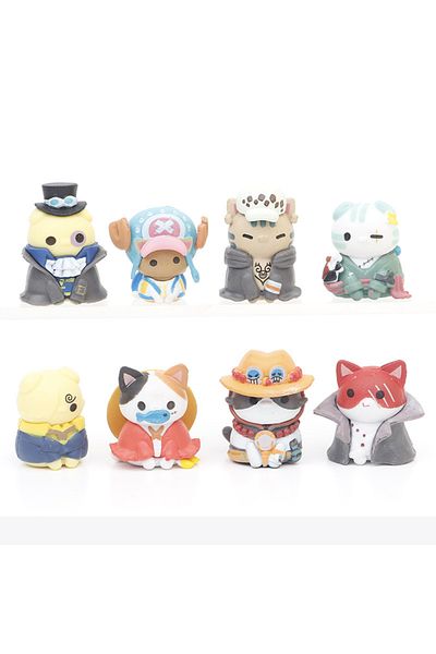 Choice A 8pcs/set One Piece Cos Cat Action Figure Toy Wanno Country Kaidou Jinbe Cake Decoration Kozuki Od.
