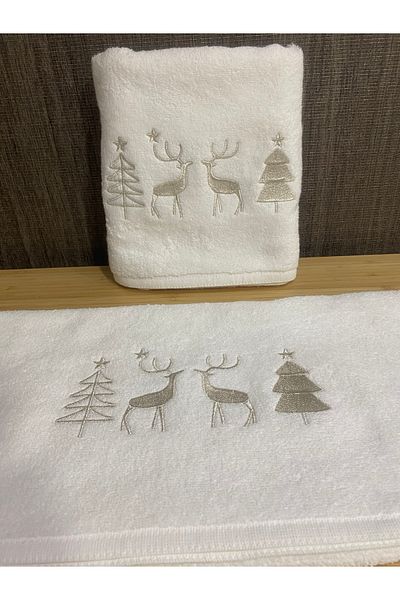 MEYN COLLECTİON Christmas Themed Embroidered Hand Towel