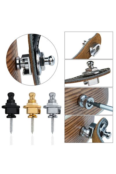 Choice 2Pcs Guitar Bass Strap Lock Skidproof StrapLock Locking Pegs Pins,Guitar Strap Buttons Pins Metal...