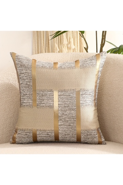 Choice Beige 450mm*450mm 100% Polyester 1 Piece Four Seasons Gold Silk Pillow Cover With Silk Geometric Pat