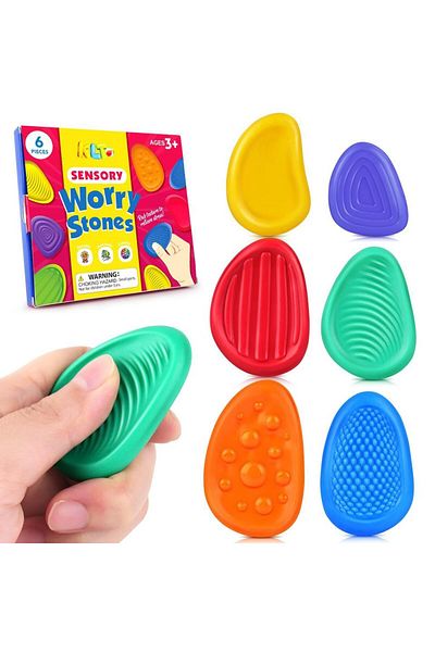 Choice 6-piece Boxed Set Fidget Toys Adults Sensory Silicone Stone 6 Pack Textured For Autism Kids Calming