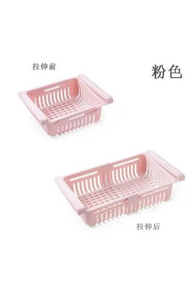 Choice Pink Multi Functional Refrigerator Storage Basket, Retractable Refrigerator Partition Storage Rack,