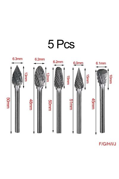 Choice As Picture 5pcs Wood Milling Cutter Grinding Carbide Tungsten Steel Double Rotary File Head Woodwork