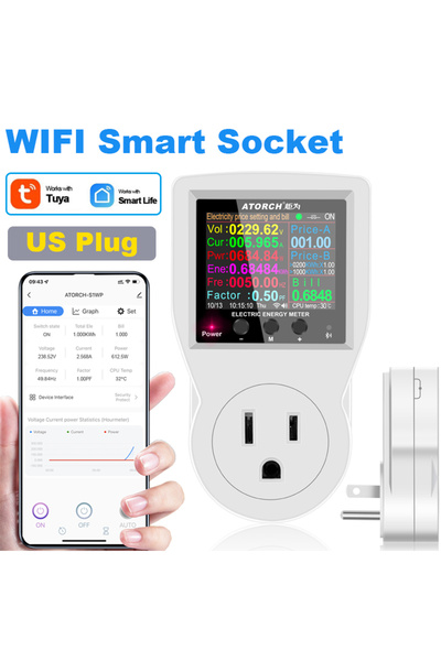 Choice مقبس ذكي Tuya WIFI AC85-265V 16A US 16A AC220V 110V مقياس واط رقمي قابس الاتحاد الأوروبي استهلاك الكهرباء
