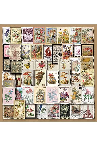 Choice 50 Pcs 10/20/50 Pcs All Different Vintage Postage Stamps Desc Stickers For Scrapbooking And Journal