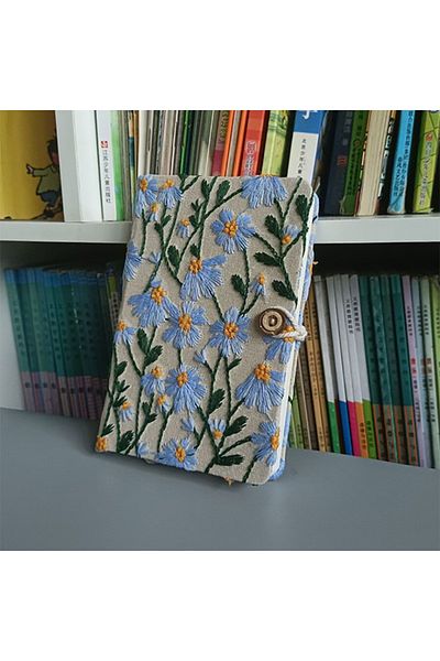 Choice A5 A5 A6 Fabric Embroidery Notebook Cloth Notepad Blank 100 Sheets/200 Pages with Bookmark and Botto