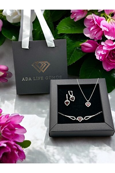 ADA LİFE GÜMÜŞ 925 Ayar Gümüş Pırlanta Kalp Model Kadın 3 lü Set Bileklik Kol...