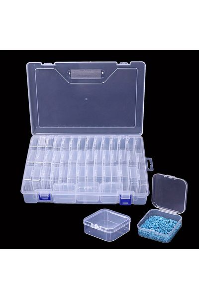 Choice 45 Grid 55 1set Of 14/20/28/45 Girds, Transparent Plastic Bead Storage Case For Nail Art, Jewelry, H