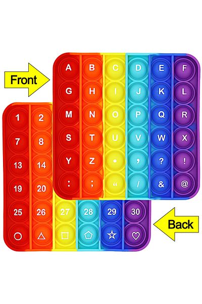 Choice Letter Nums 2 In 1 Front Letters Back Numbers 2 In 1 Pop Fidget Toys, Push Its Bubble Sensory Pop Ed