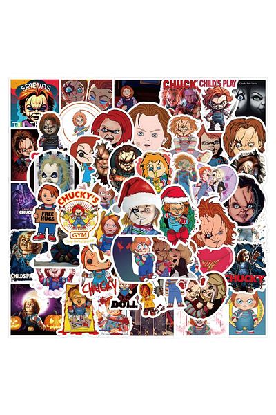 Choice 63pcs 63pcs Chucky Stickers Horror Hallowee Diy Sticker Laptop Car Laptop Skateboard Motorcycle Dec