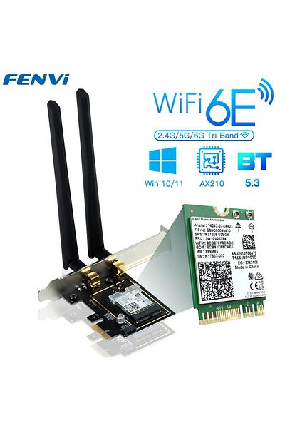 fenvi Pcie Wireless Wifi Adapter 5374mbps Wifi 6e Ax210ngw 2.4g/5g/6ghz For Bluetooth 5.3 802.11a...