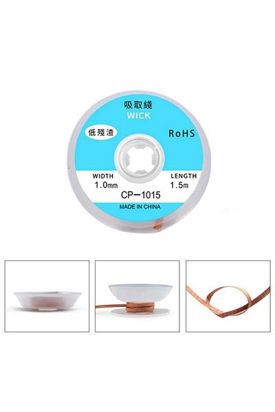 Choice 1.5mm 1pcs 1pcs 1.0-1.5mm Desoldering Mesh Braid Tape Copper Welding Point Solder Remover Wire Solde