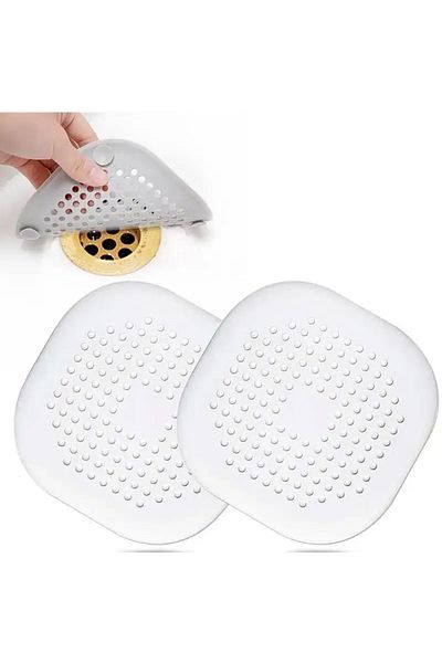Choice 14x14cm White 2pcs Durable Silicone Square Shower Drain Cover Prevents Sink Clogging, Shower Drain S