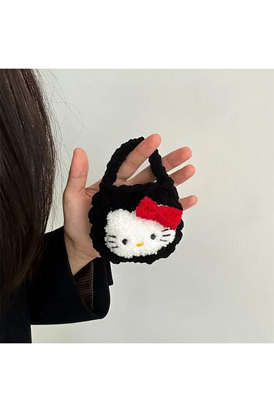 Choice Er Ji Bao Hei Kt Sanrio Anime Headphone Bag Hello Kitty Cartoon Hawaii Plush Anti-fall Protective Ca