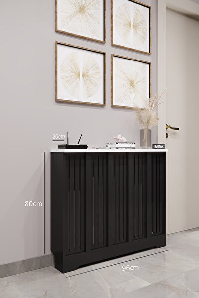 BAGAX Efes Model, Siyah Üstü Beyaz Renk,iç Ölçü 96 Cm Dış Ölçü 100 Cm Petek Kaplama, Dresuar