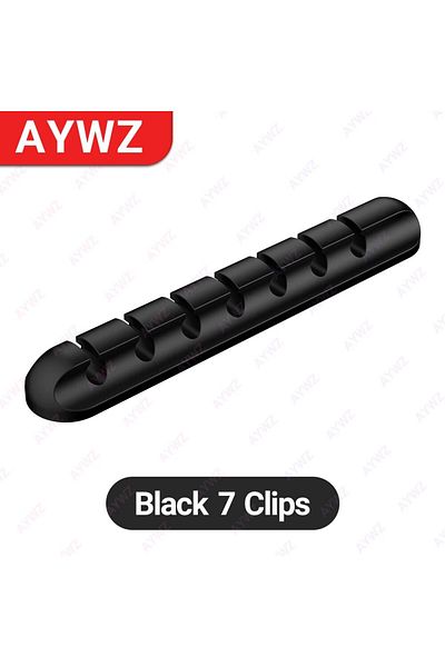 Choice حامل كابلات لاصق أسود مكون من 7 فتحات لإدارة الأسلاك ومنظم الأسلاك لكابينة شحن USB لسطح المكتب
